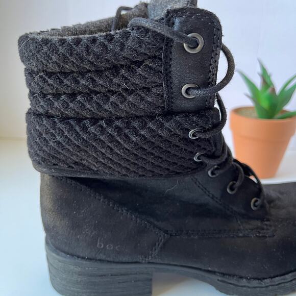 BOC Karel Combat Womens Boots Size 6M Black Stacked Heel  Herringbone Z23400 - Picture 9 of 13